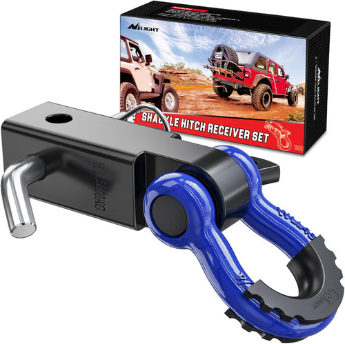 Heavy Duty 2-Inch Shackle Hitch Receiver for Ultimate Vehicle Recovery with 3/4" D-Ring Shackle